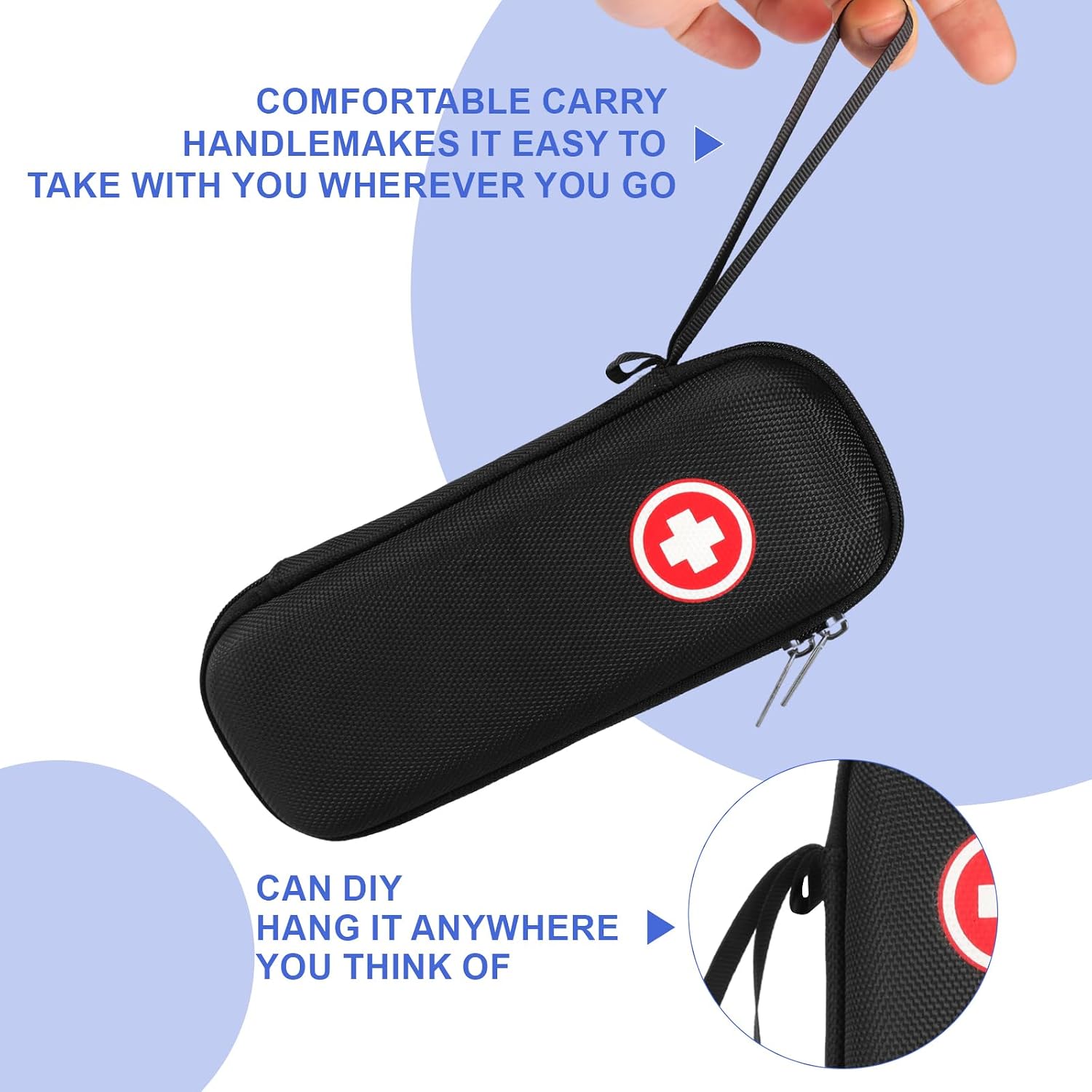 EpiPen Carry Case Insulated, EpiPen Medical Hard Carrying Case with Reusable Ice Pack for 2 EpiPens, Asthma Inhaler, Anti-Histamine, Auvi-Q, Allergy Medicine Essentials (black)