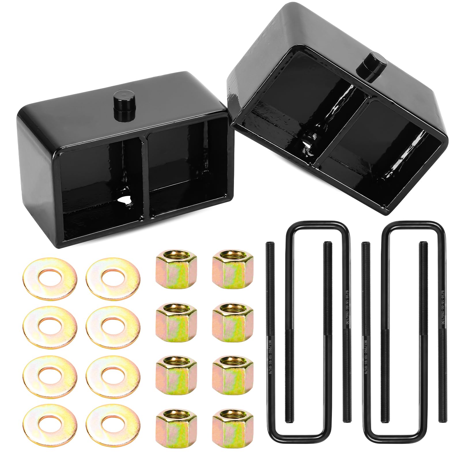 3 Inch Rear Lift Block Kit With U-Bolts - Tapered Steel Blocks For Truck Suspension