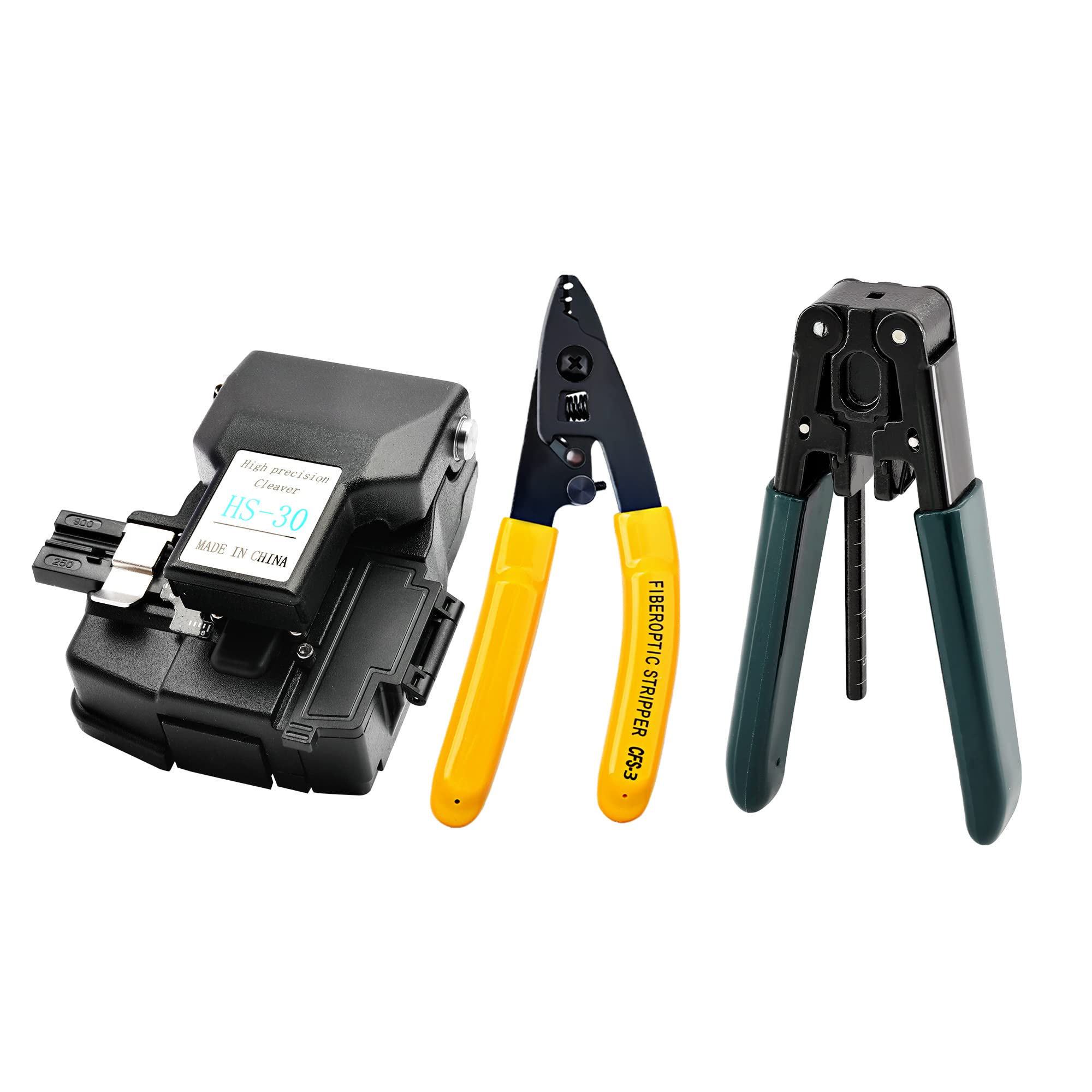 Optical Fibre Cleaver HS-30 with waste bucket CT-30 fiber cutter leather wire stripper CFS-3 optical fiber stripper
