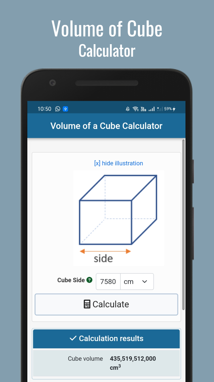 Volume of a Cube CalculatorAmazon.inAppstore for Android