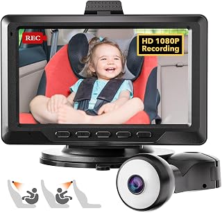 REDTIGER Baby Car Camera 1080P HD Recording, Full-Color Night Vision, 4.4" Baby Car Monitor, Infant Safety Car Seat Camera with 140° Wide Angle, Baby Car Mirror for Back Seat Rear Facing