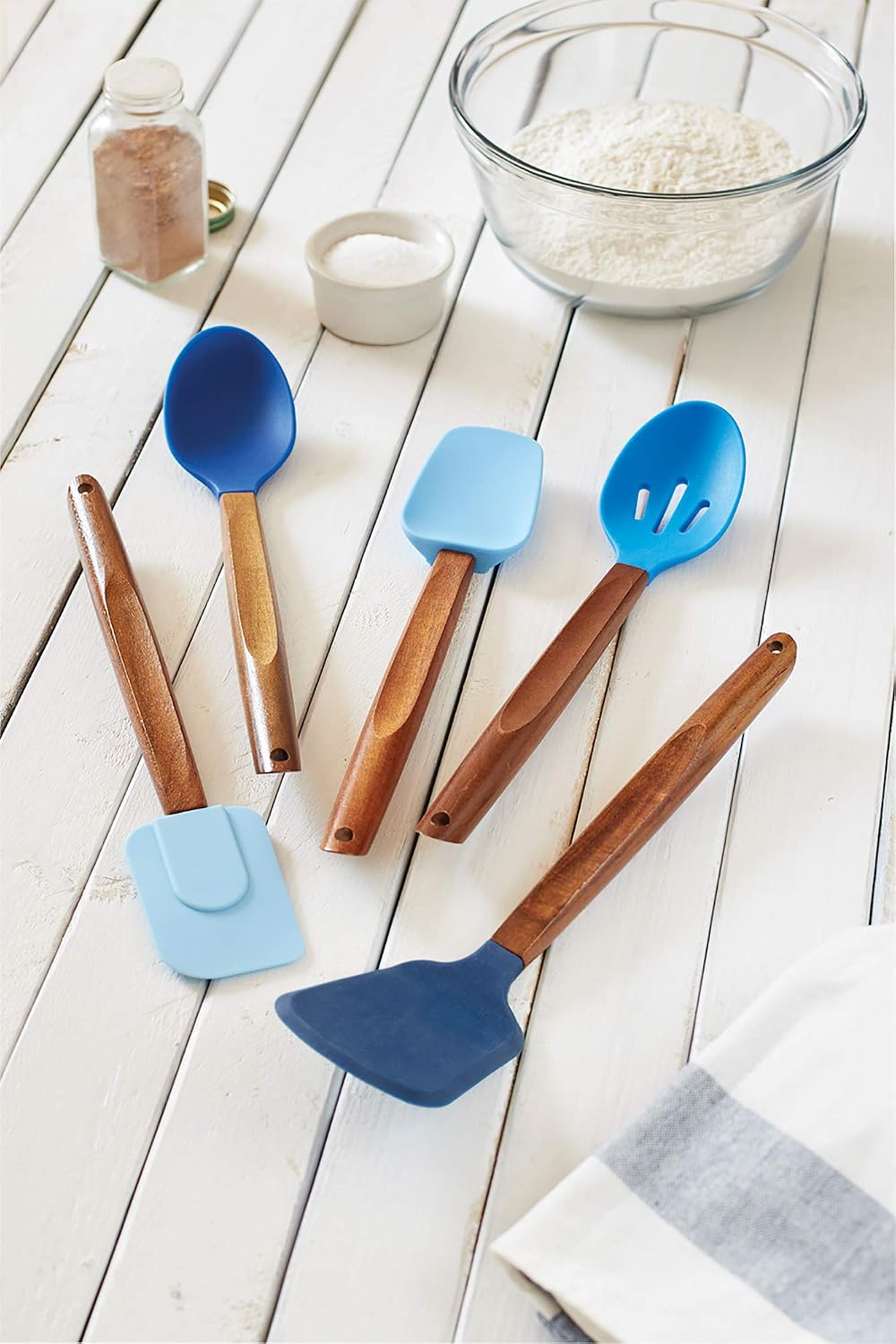 Fox Run 11716 Silicone Cooking Utensil Set, 3.5 x 3.5 x 14.5, Multicolored