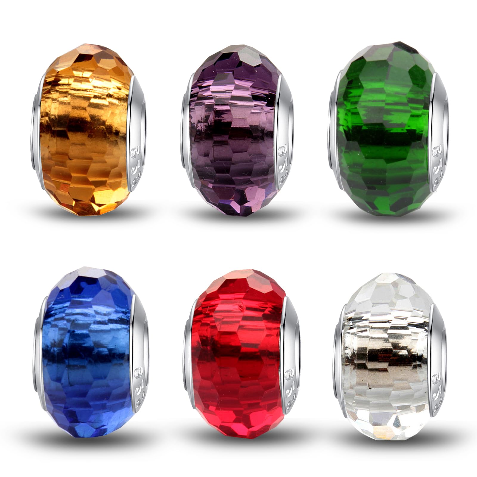 MICOO 925 Sterling Silver Charms for Bracelets Fashion DIY Dangle Pendants Beads Simulated Birthstone Charms Birthday Gifts for