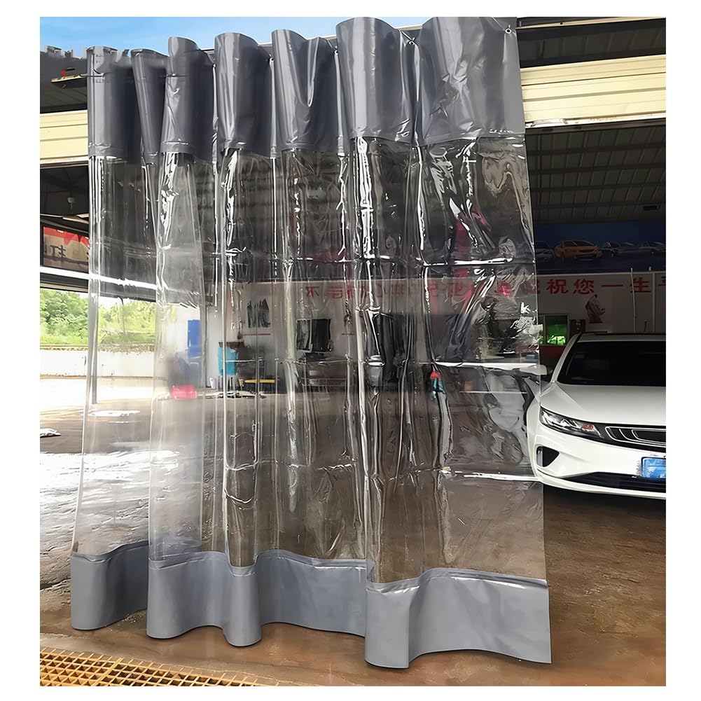 GJZQDKX Garage Divider Curtains, Industrial Wash Bay Curtains with Eyelets, Outdoor Vinyl Curtains for Patio, Quick Waterproof Screen Cover, for Porch Wash Car Depot(Gray,3x3m/9.8x9.8ft)