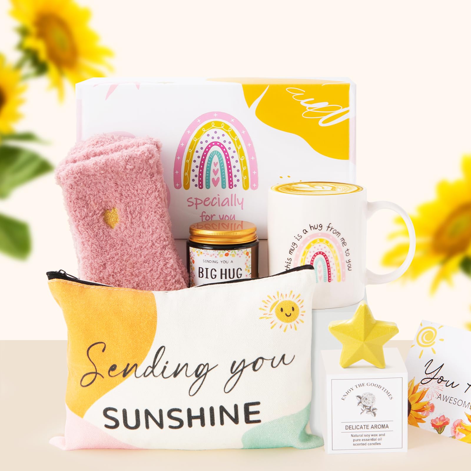 MUJUZE Set Regalo Donna,Hug Regalo Donna Set,Presenti d'Incouragio,Idea Regalo per Collega,Migliore Amica o Sorella,Get well soon gift