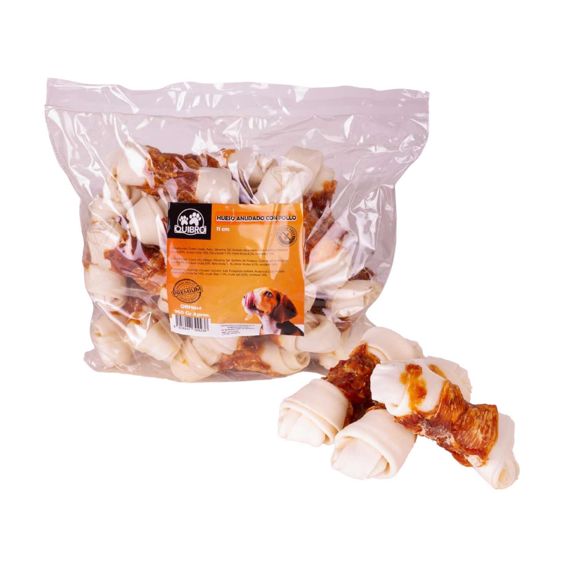 Quibropets Snacks Naturales (950gr, Hueso Anudado con Pollo)