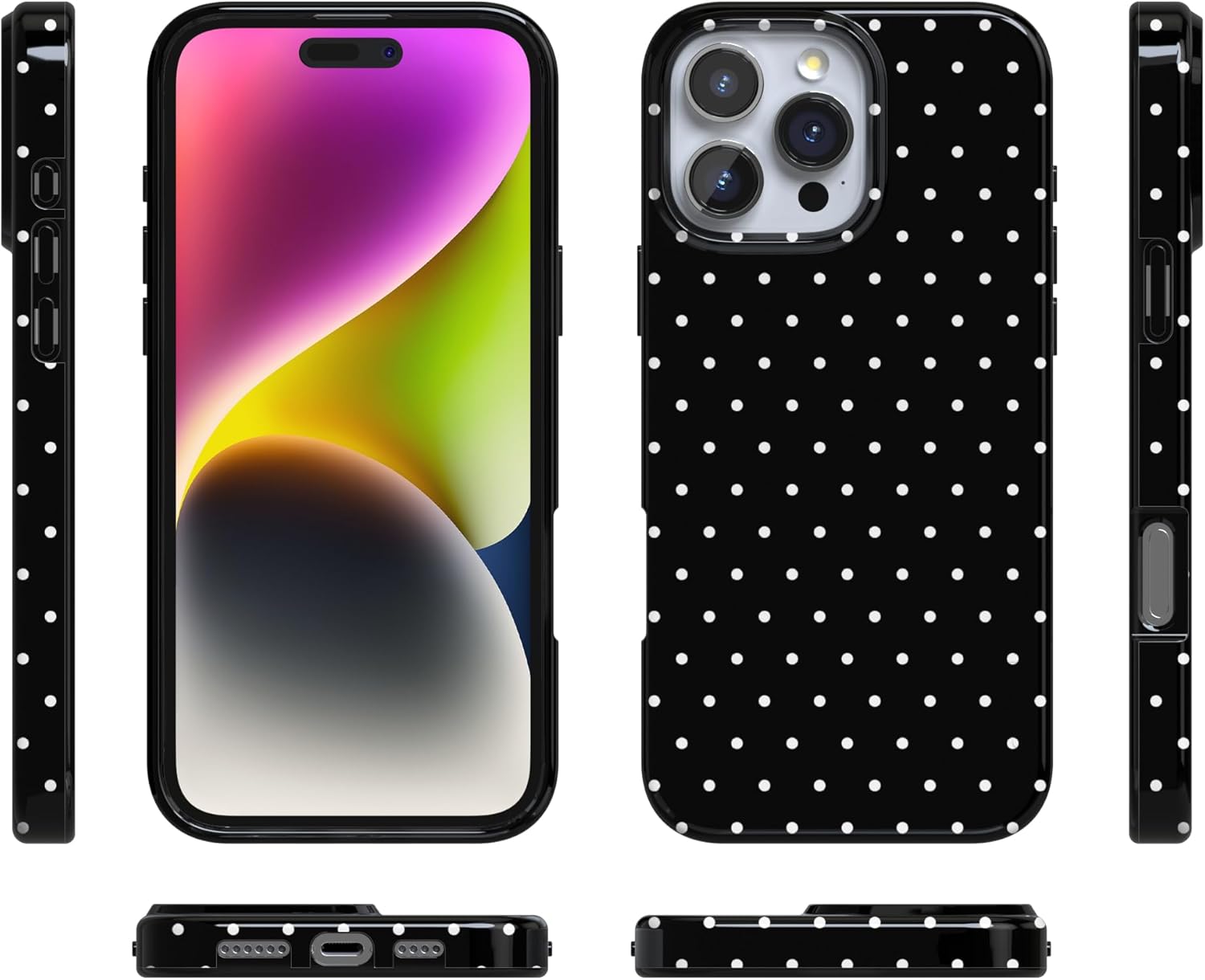 Casely iPhone 16 Pro Case | On the Dot | Black Polka Dot | Compatible with MagSafe | Classic Ultra Slim Design