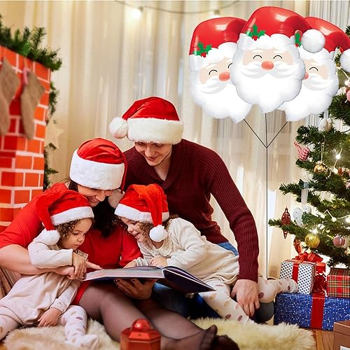 Miniatura 6 de Globos de Papá Noel, globos de Navidad, globos de papel de aluminio con cabeza de Papá Noel para fiestas temáticas de Navidad, suministros de fiesta