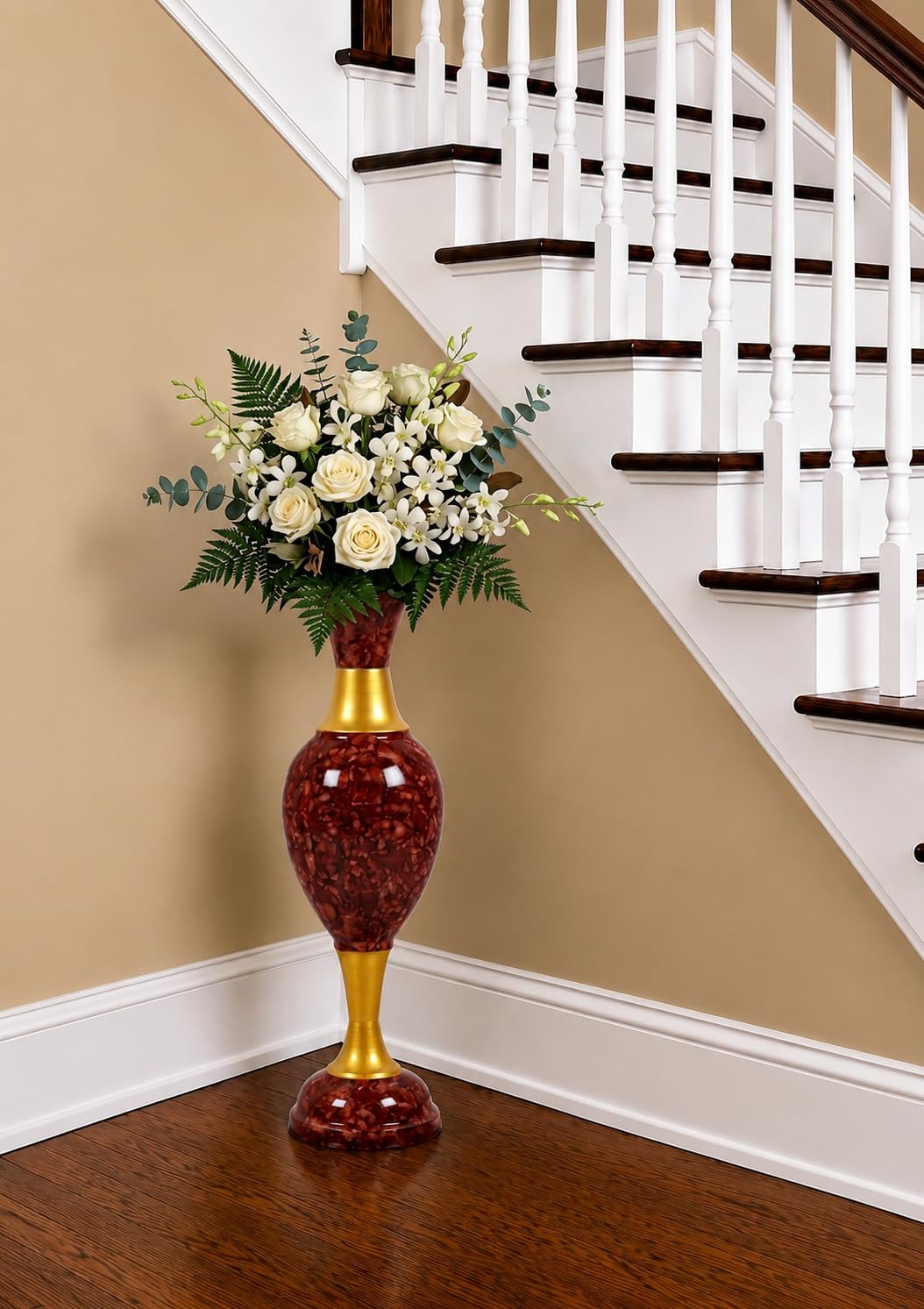 Black & Gold Iron Flower Vase - Elegant Home Decor -10 Black & Gold Iron Flower Vase - Elegant Home Decor -10