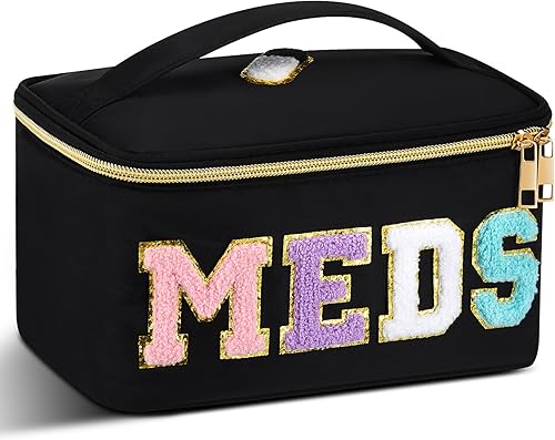 Miniatura 17 de Geetery Bolsa de Maquillaje Transparente de Chenilla con Letras, Bolsa para Medicamentos, Estuches de Viaje Preppy con Parche y Cremallera, Estuche