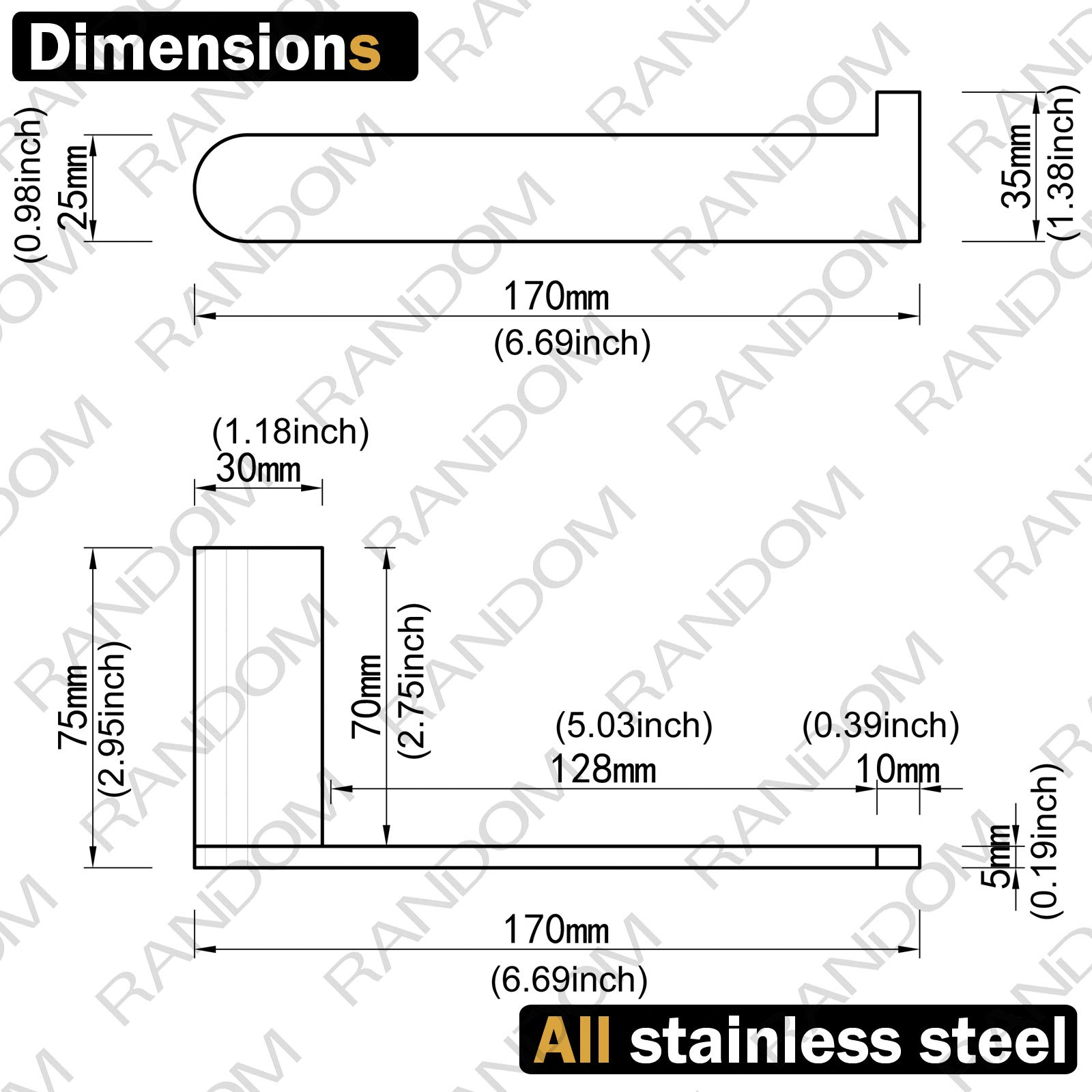 RANDOM Brushed Gold Toilet Paper Holder,Bathroom Hardware Accessories SUS 304 Stainless Steel Modern Tissue Paper Roll Holder Nordic Minimalism Contemporary Hotel Style Wall Mount.