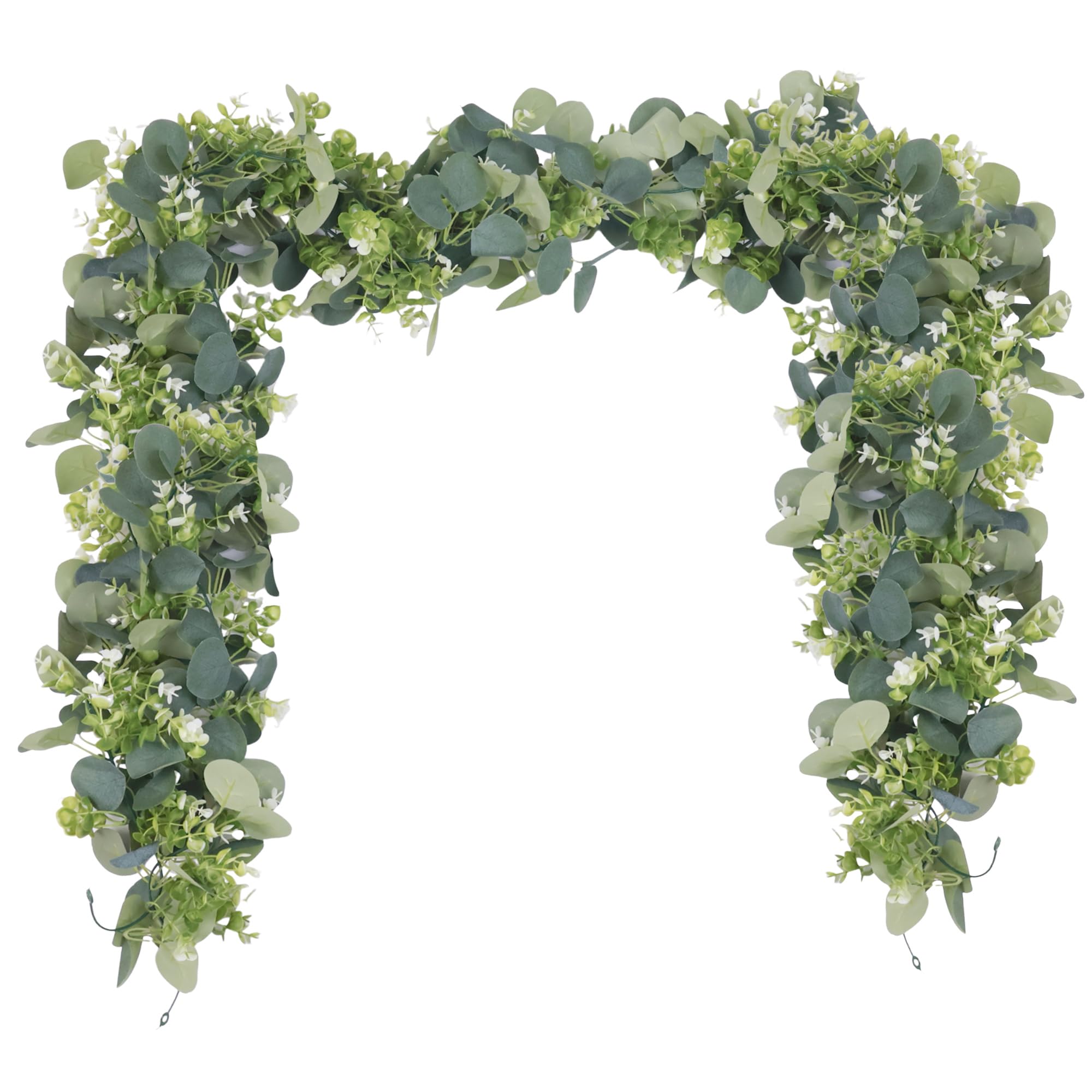 2 pack eucalyptus garland 6 ft artificial greenery garland faux silver dollar leaves fake hanging eucalyptus leaves garlands vines for wedding party table runner room home mantle decor