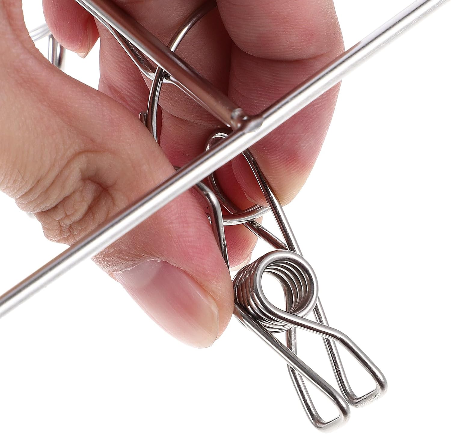 Stainless Steel Laundry Clip Clothes Hanger with 20 Windproof Pegs, Sock Dryer Rack for Outdoor Drying Clothes, Towels, Bras, and Socks Organization