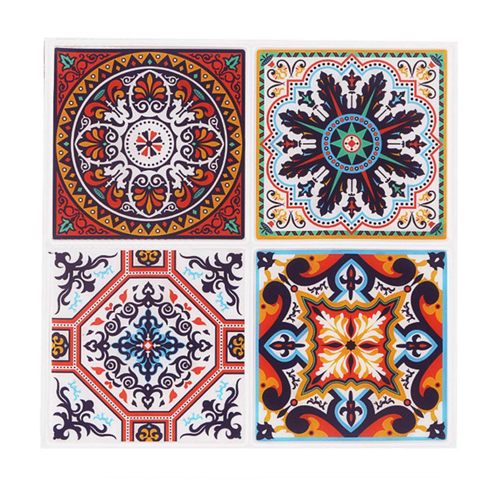 DéCor Wallpaper Moroccan Mosaic Tile Sticker，Mosaic Wall Sticker，Wall Stickers Removable Self-Adhesive Mural Art Decals Home Decoration Diy,Multi-colored-26×26CM