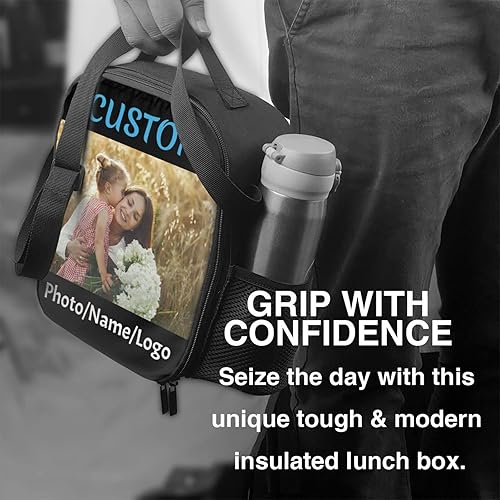 Miniatura 6 de Bolsa de almuerzo personalizable personalizable con tu nombre o imagen, bolsa de almuerzo térmica con aislamiento personalizado, bolsa de picnic