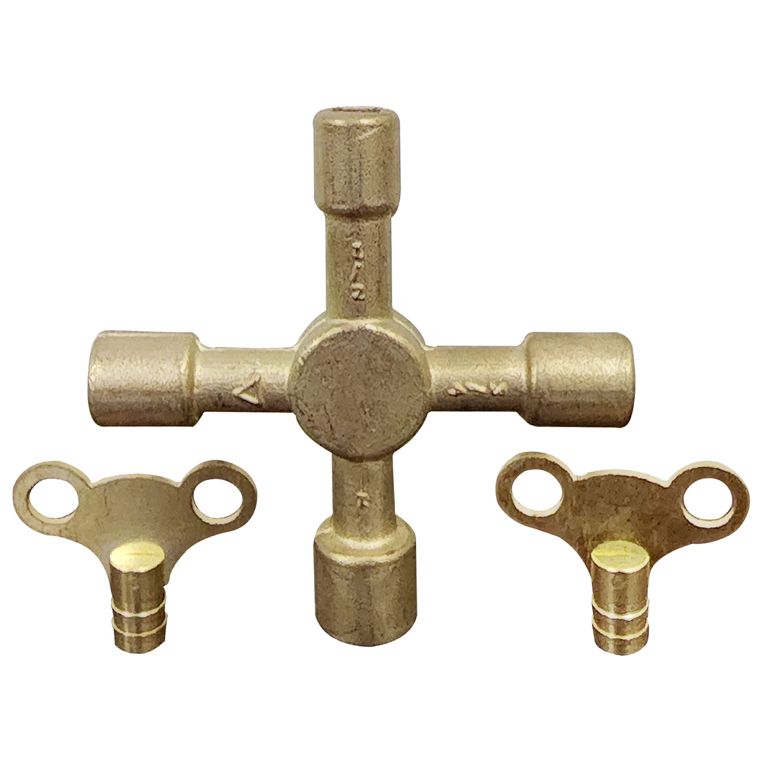 BOLTWORK 3pc Radiator & Bleed Key Brass Radiator 4 Way Professional Brass Multipurpose Utility Key Bleeding Radiators & Air Vents for Gas & Electric Meter 1% of Sale Value Will be Donated