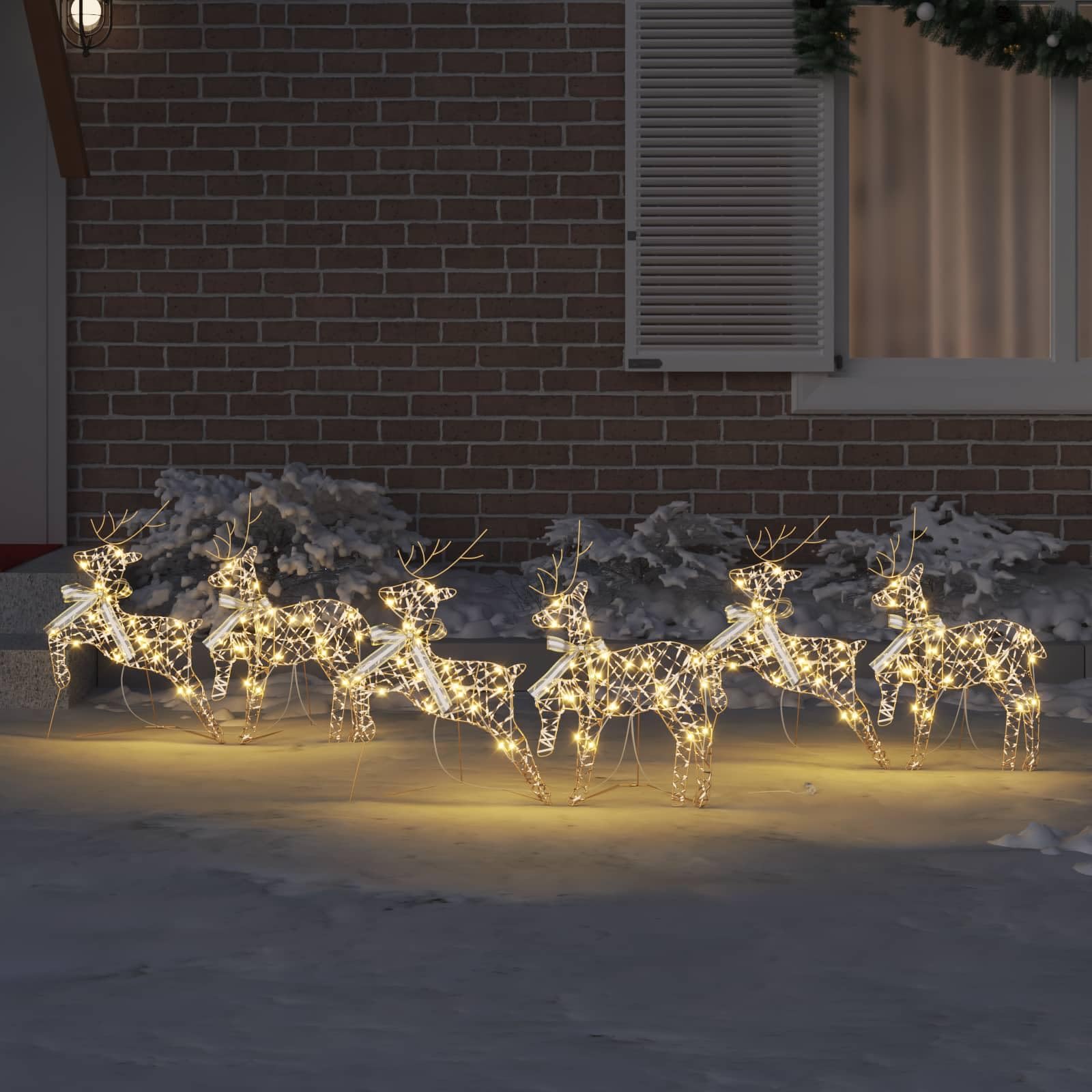 Renos LED con 180 LED en PET dorado, decoración navideña para interior y exterior, diseño art deco, iluminación USB de bajo consumo, duradera, ideal para fiestas de invierno y celebraciones