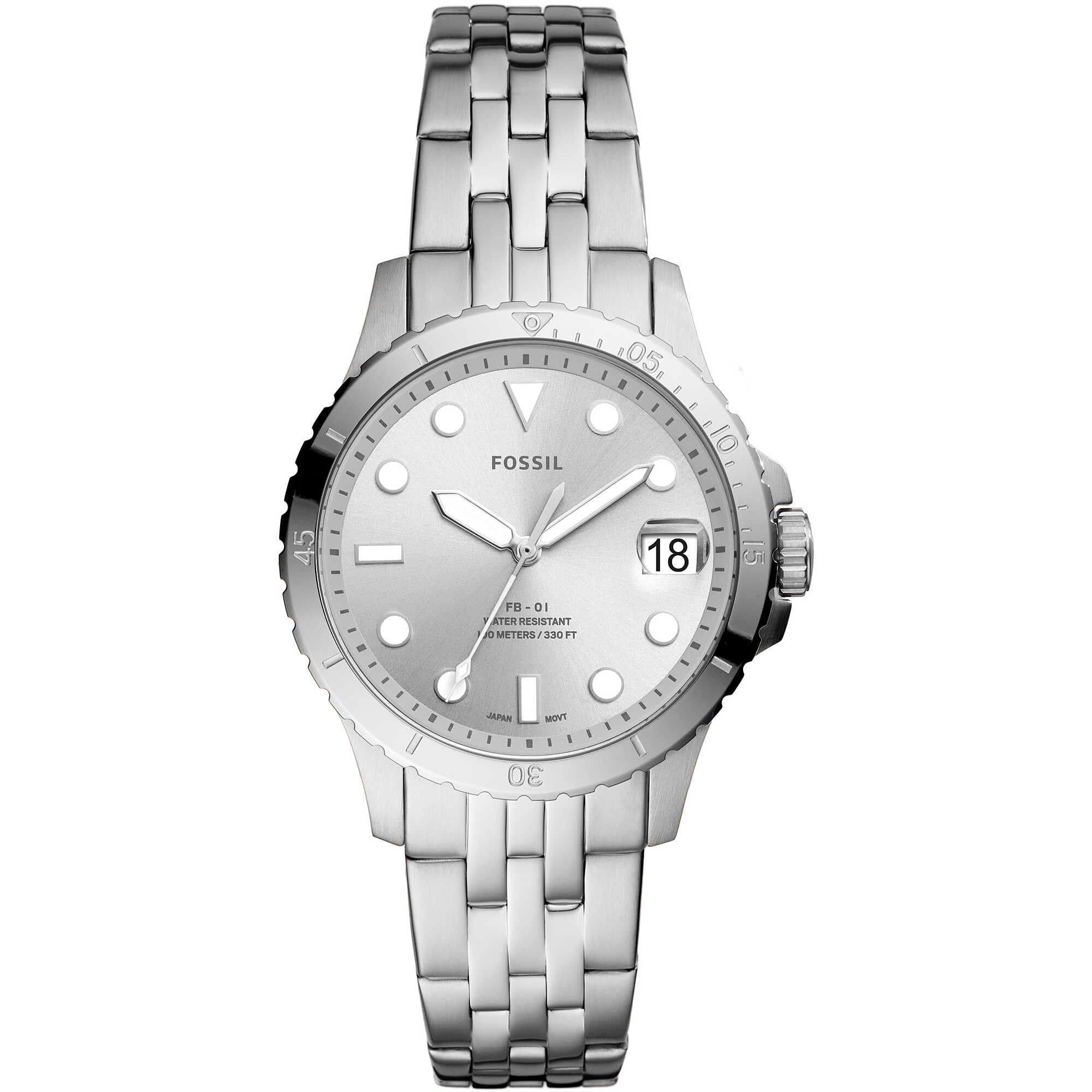 Fossil Womens Fb 01 Three Hand Date Stainless Steel Watch
