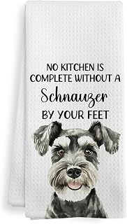 XNXLDYLH Funny Schnauzer Dog Kitchen Towels, Mini Miniature Schnauzer Gifts for Women Men Kids Dog Lovers, Schnauzer Ornament, Schnauzer Decor Dish Hand Tea Towels for Bathroom Kitchen, 16x24 Inches