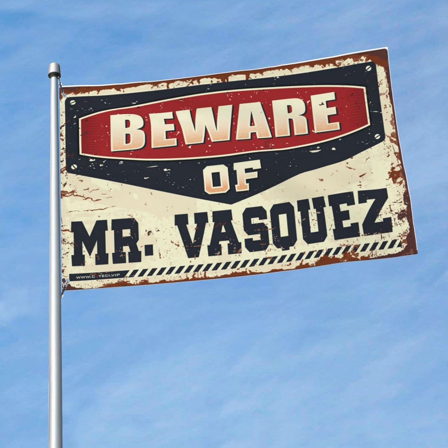 Dsoluuing Man Cave Decor and Accessories Beware of Mr. Vasquez Flag Fall Flag Garden Man Cave Furniture (Size : 152X244CM)
