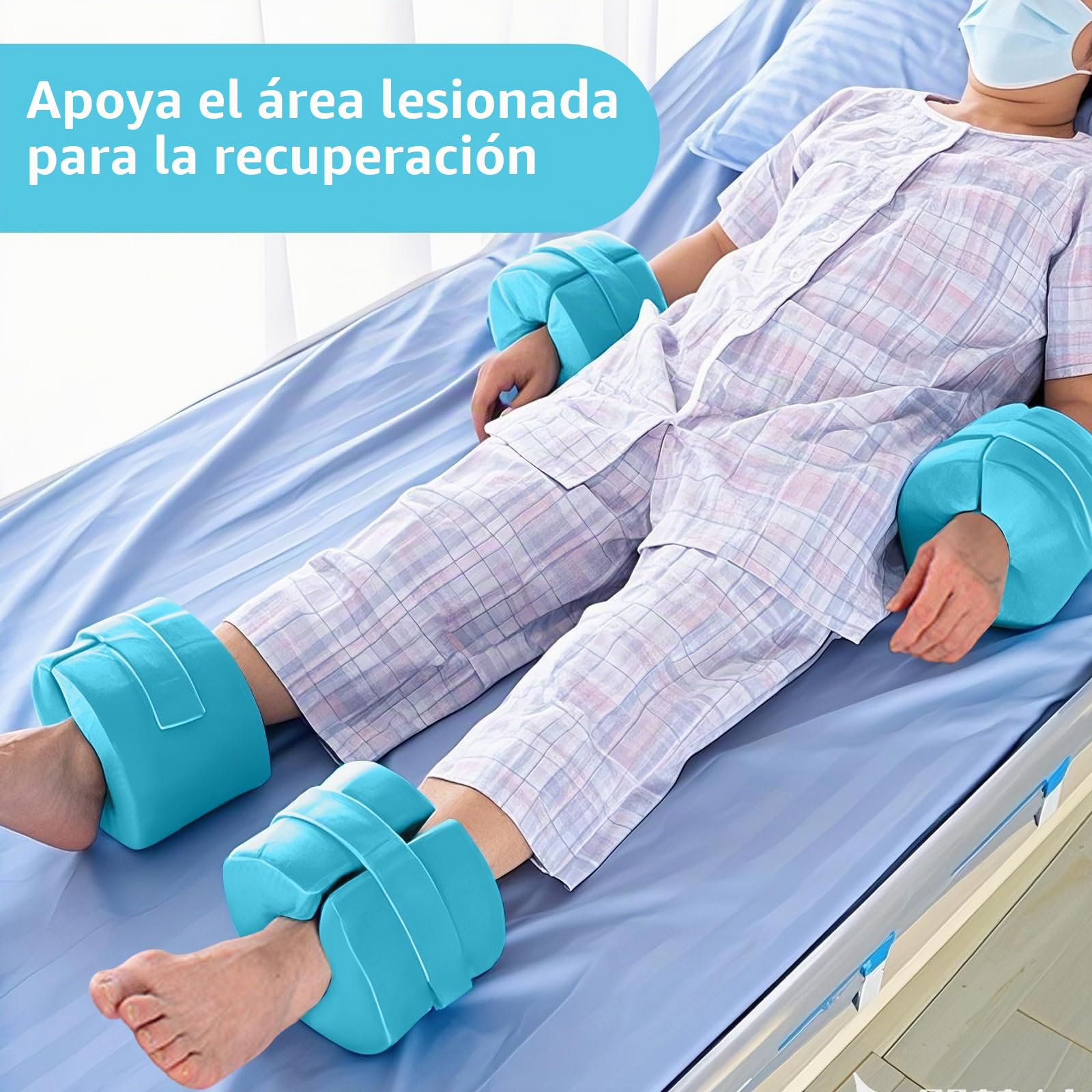 2 almohadas de elevación de pies, cojín de espuma de tobillo con funda extraíble con cremallera, almohada de elevación de talón de cuña para presión del pie, úlcera de cama, reposapiés y reposapiés
