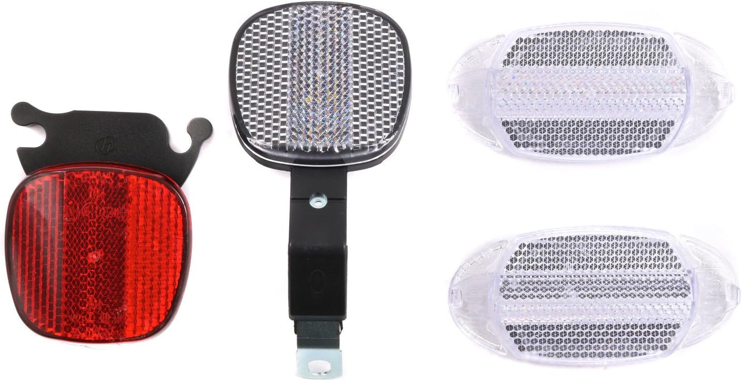 Herrman FULL SET OF BIKE SAFETY REFLECTORS, FRONT & REAR WITH BRACKETS PLUS WHEEL REFLECTORS FOR FRONT & REAR WHEELS