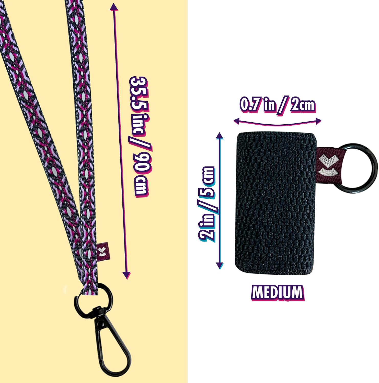 Device Holder with Lanyard, Comfortable Design for E Device, 3 Device Case Sizes for Perfect Fit, High-Strength Elastic Holder (With Lanyard, Ethnic Purple, Medium)