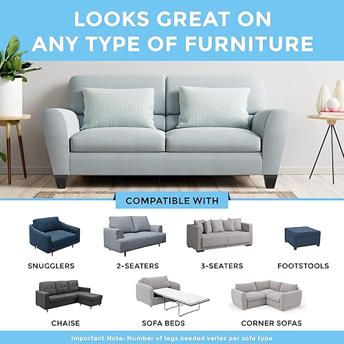 Miniatura 4 de Patas de madera para muebles de 5 pulgadas  Juego de 4 patas cuadradas para sofá  Pies cónicos de repuesto para patas para muebles o proyectos de