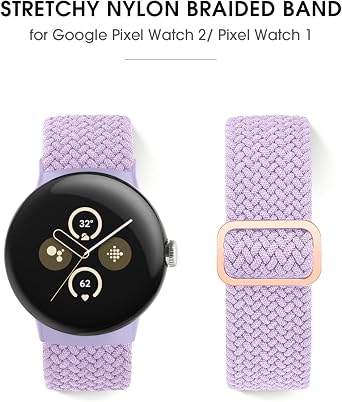 BlackPro Google Pixel Watch 2/Pixel Watch ile Uyumlu Örgülü Bantlar Solo Döngü, 3'lü Paket Ayarlanabilir Esnek Naylon Elastik Kayışlar Google Pixel için Yükseltilmiş Konnektörlü Kadın Erkek