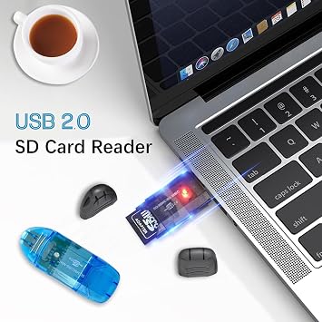 4 Pack USB SD Card Reader for PC, SD Card to USB Adapter, Card Reader for Camera Memory Card Reader, Wansurs Card Reader for Laptop
