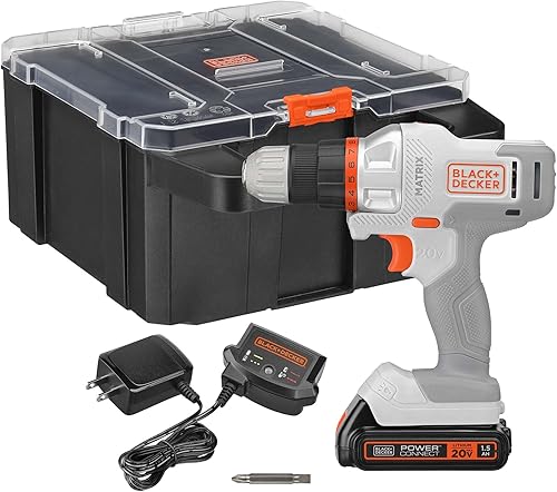 BLACK+DECKER MATRIX - Kit de taladro inalámbrico de 20 V MAX, incluye batería de iones de litio y estuche de almacenamiento (BDCDMT120WCSTFF)