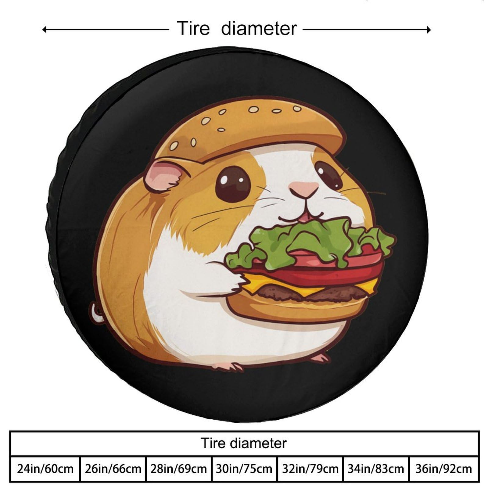 Hamburger Guinea Pigs Hamster Spare Tire Cover Oxford Waterproof Wheel Protectors Universal Car Accessories 24inch