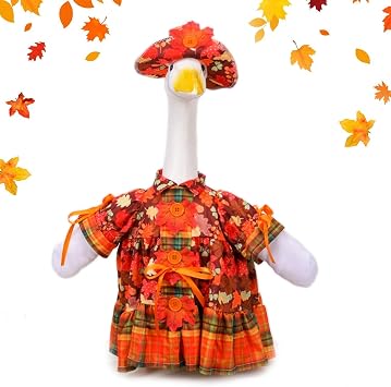 Fall Porch Goose Outfit Set for 23 Plastic Goose Statue