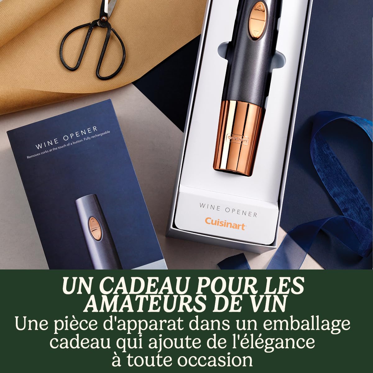 Cuisinart Ouvre-bouteille automatique rechargeable avec scelleur sous vide | Ouvre-bouteille à vis en liège | Jusqu'à 80 bouteilles | Coupe-capsule intégré | Cadeau pour les amateurs de vin | Noir