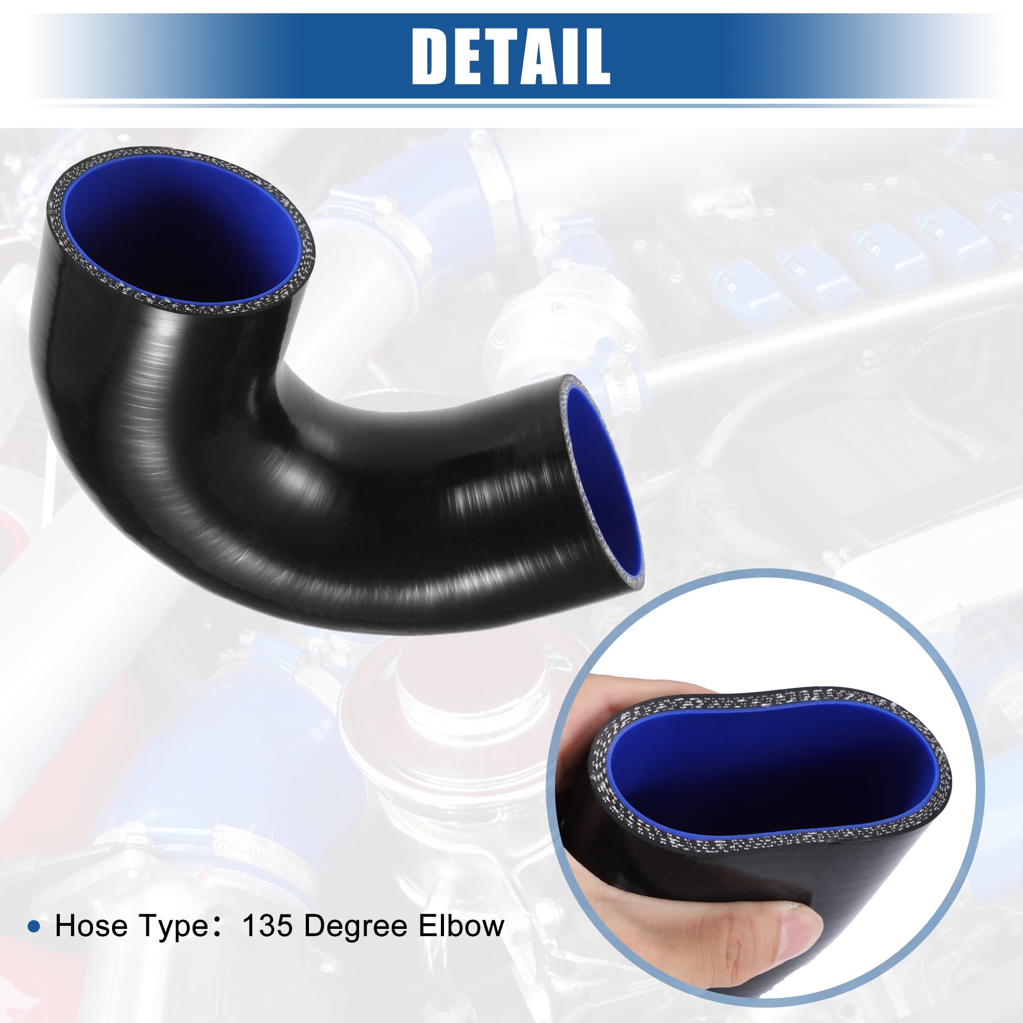 QUARKZMAN Accoppiatore Silicone Tubo Nero 1 Pezzo Auto 70mm 135°C | Diametro Interno 70mm, Esterno 80mm, Lunghezza 100mm, Temperatura -60°C A 300°C, Spessore 5mm, Non Per Olio.
