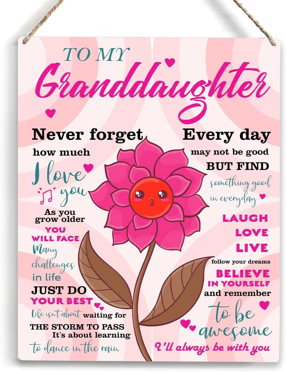 Inspirational Granddaughter Gifts from Grandma Grandpa To My Granddaughter Wooden Hanging Sign Granddaughter Gifts Birthday Christmas Gifts for Her Artwork Rooms Home Decor