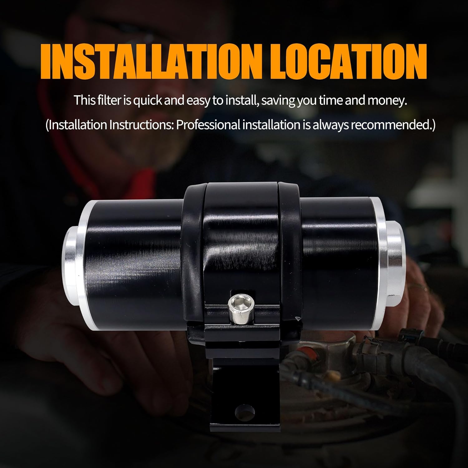 Inline Fuel Filter with 6AN 8AN 10AN Adapter&Bracket Clamp 50MM Universal