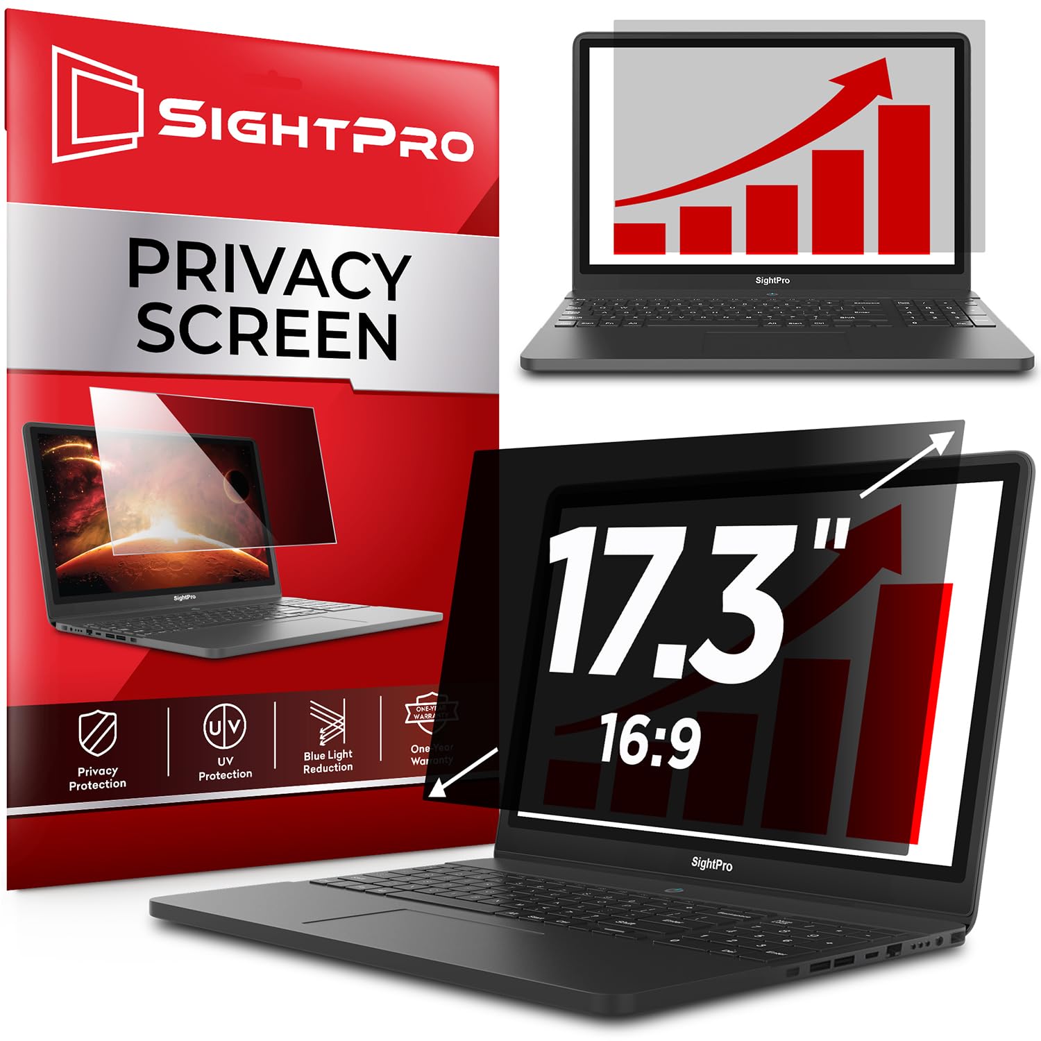 SightPro 17.3 Inch 16:9 Laptop Privacy Screen Filter - Computer Monitor Privacy Shield and Anti-Glare Protector
