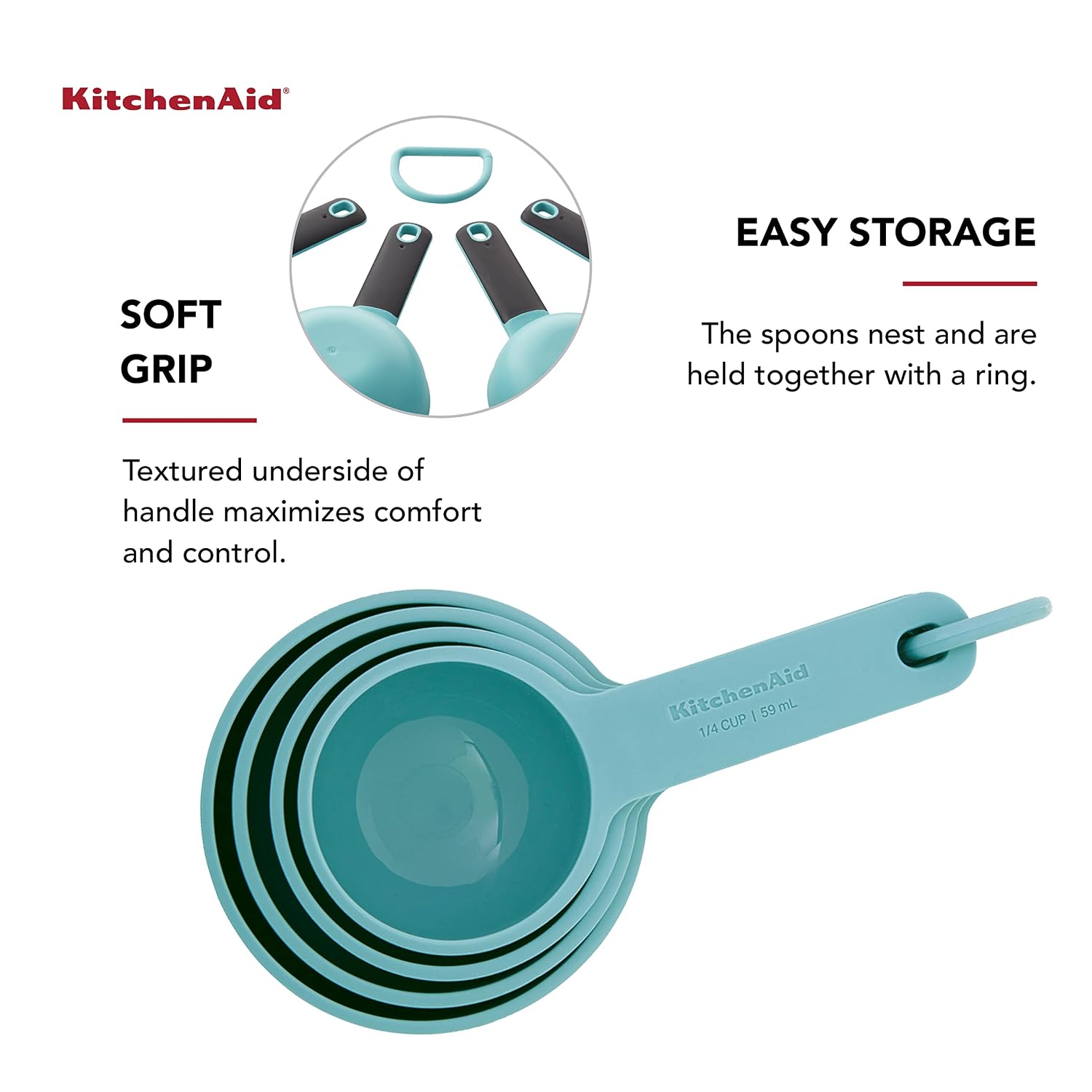 KitchenAid Measuring Cups, Set of 4 Aqua Sky - Image 5