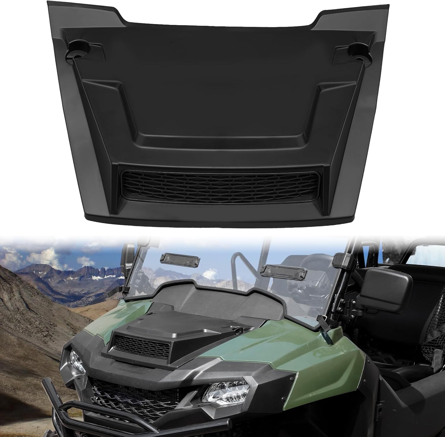 HAKA TOUGH Sport Hood Scoop for H-onda Pioneer 700 Accessories 2P 4P 2014-2024, Front Turbo Hood Scoop with Grill Vents for Pioneer 700-2 700-4 Accessories 14-24, Plastic Engine Hood Cover 1pc