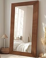 Vista 22 de Espejo de longitud completa, espejo de madera de 71 x 32 pulgadas, espejo de piso de madera con soporte, espejos de pie de gran tamaño, espejos