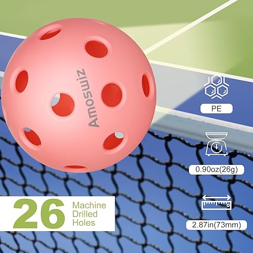 Miniatura 3 de Bolas de pickleball para interiores, paquete de 6 bolas de pickleball de 26 agujeros, juego de bolas de pickleball para interiores, bolas de