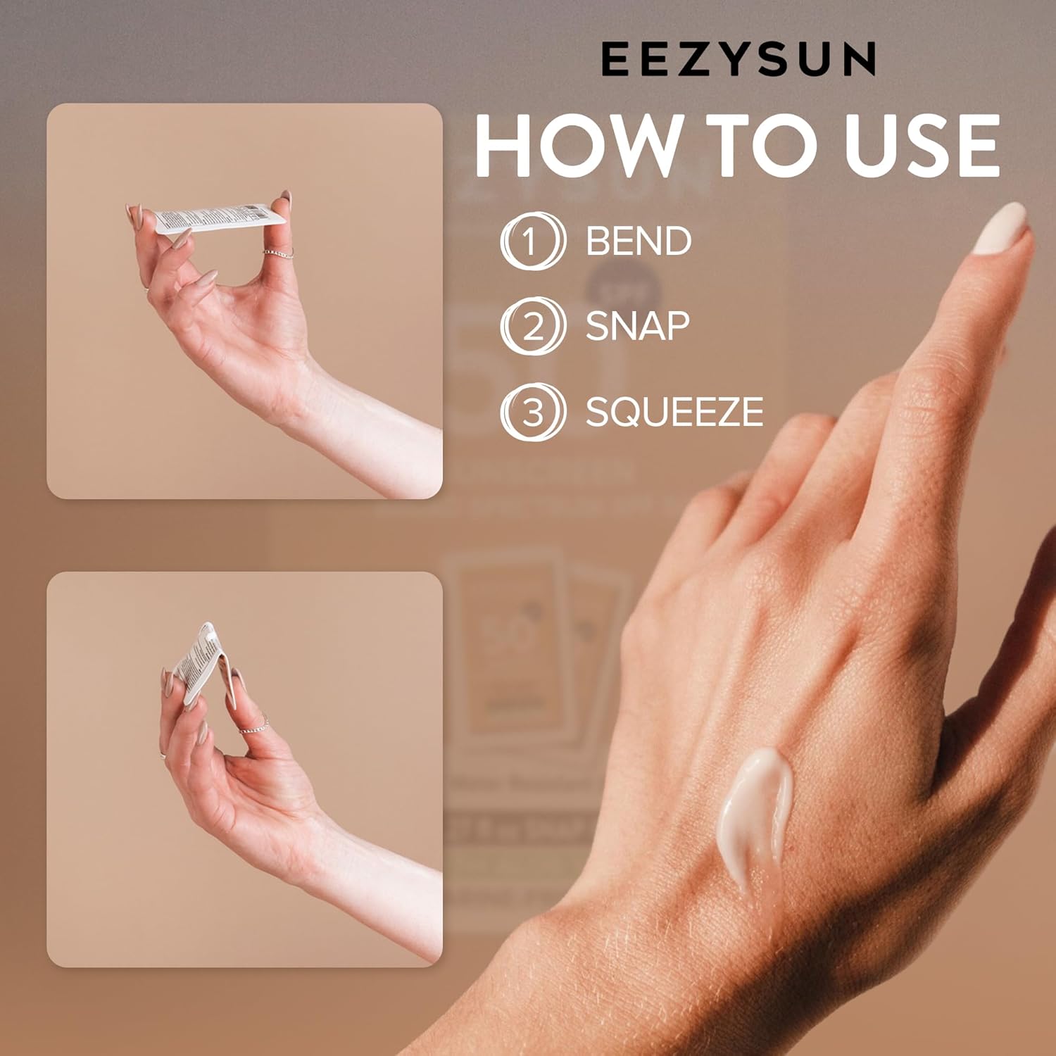 EEZYSUN Mineral Sunscreen SPF 50 Travel Size, 10 Snap Packets x 0.27 fl oz - Non-Greasy, Weightless, Sweat-Resistant, Reef-Safe Mineral Based Sunscreen for Face, Body with Aloe Vera - All Skin Types
