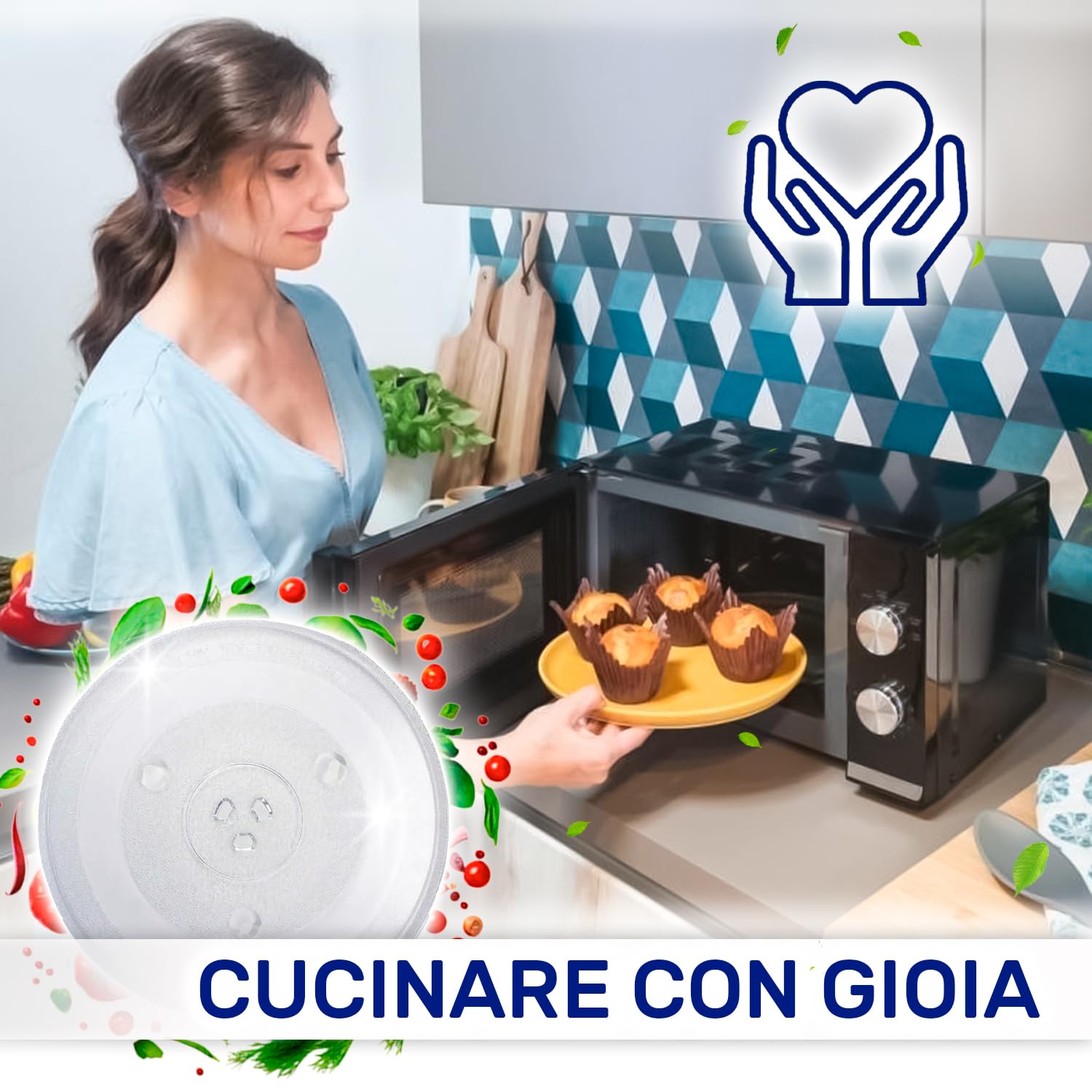 MONTERAL Piatto Microonde Universale Ø 31,5 cm Dispone di 3 Fissaggi Piatto Rotante Ø 315 mm con Codice Originale 49016762 49008503 49010006 per Candy