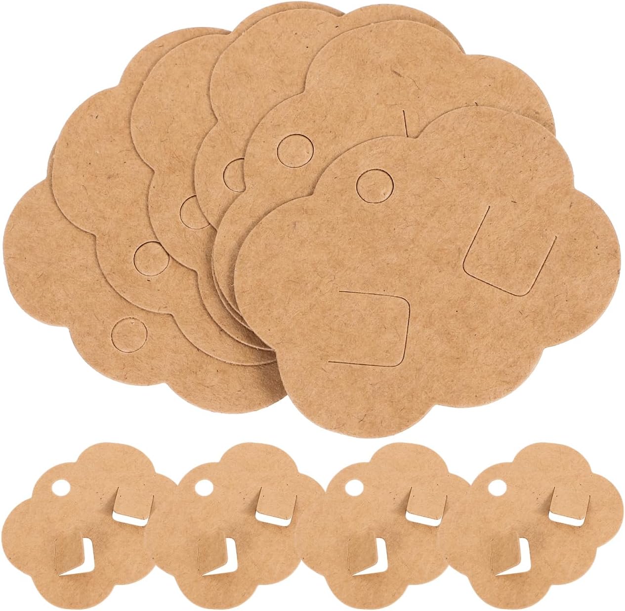 Lurrose 100Pcs Blank Kraft Jewelry Display Cards Hair Accessories Display Holder for Barrettes and Necklaces 2.36X1.96In Sturdy Lightweight Cards with Hanging Hole for Shop and Home Use
