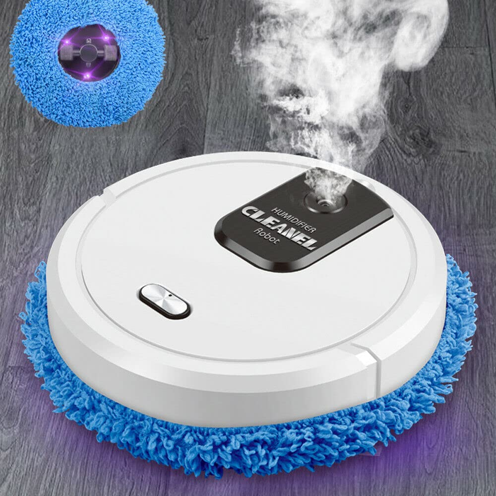 Robot aspirador, robot aspirador automático con función de limpieza húmeda/seca, robot aspirador inteligente robot de succión para suelos madera, mármol, azulejos de cerámica (blanco)