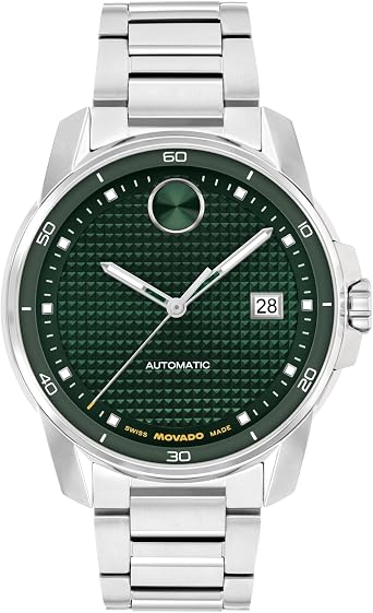 Movado Bold Verso Mens Automatic Watch 41 mm Case, Stainless Steel Bracelet, Self-Winding, Sophisticated Style, Gift for Him