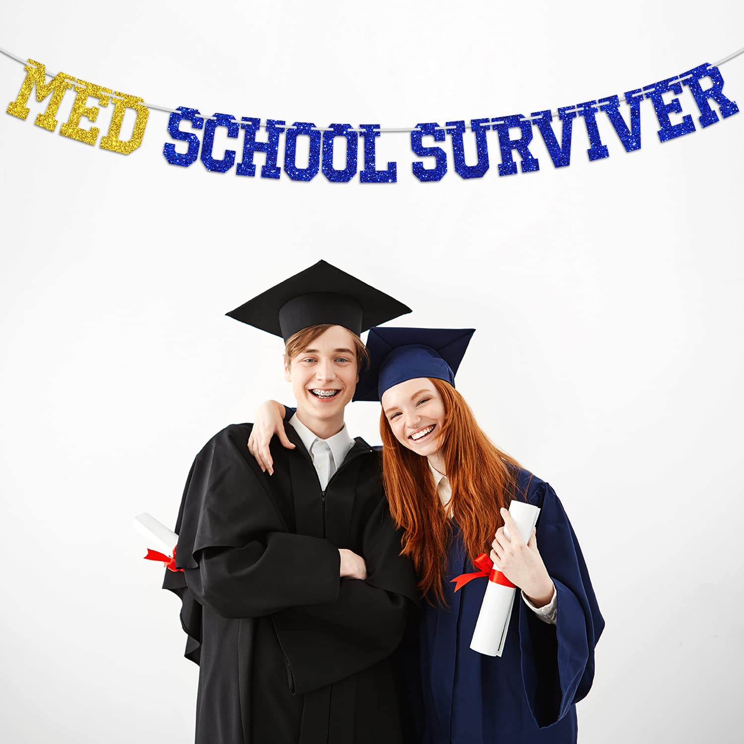 Medical School Survivor Banner, Future Doctor, Straight Outta Medical School, Congrats Doctor Graduation 2025 Party Decorations Black And Gold