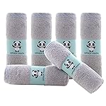HIPHOP PANDA Baby Washcloths, Rayon Made from Bamboo - 2 Layer Ultra Soft Absorbent Newborn Bath Face Towel - Reusable Baby Wipes for Delicate Skin - Grey, 6 Pack