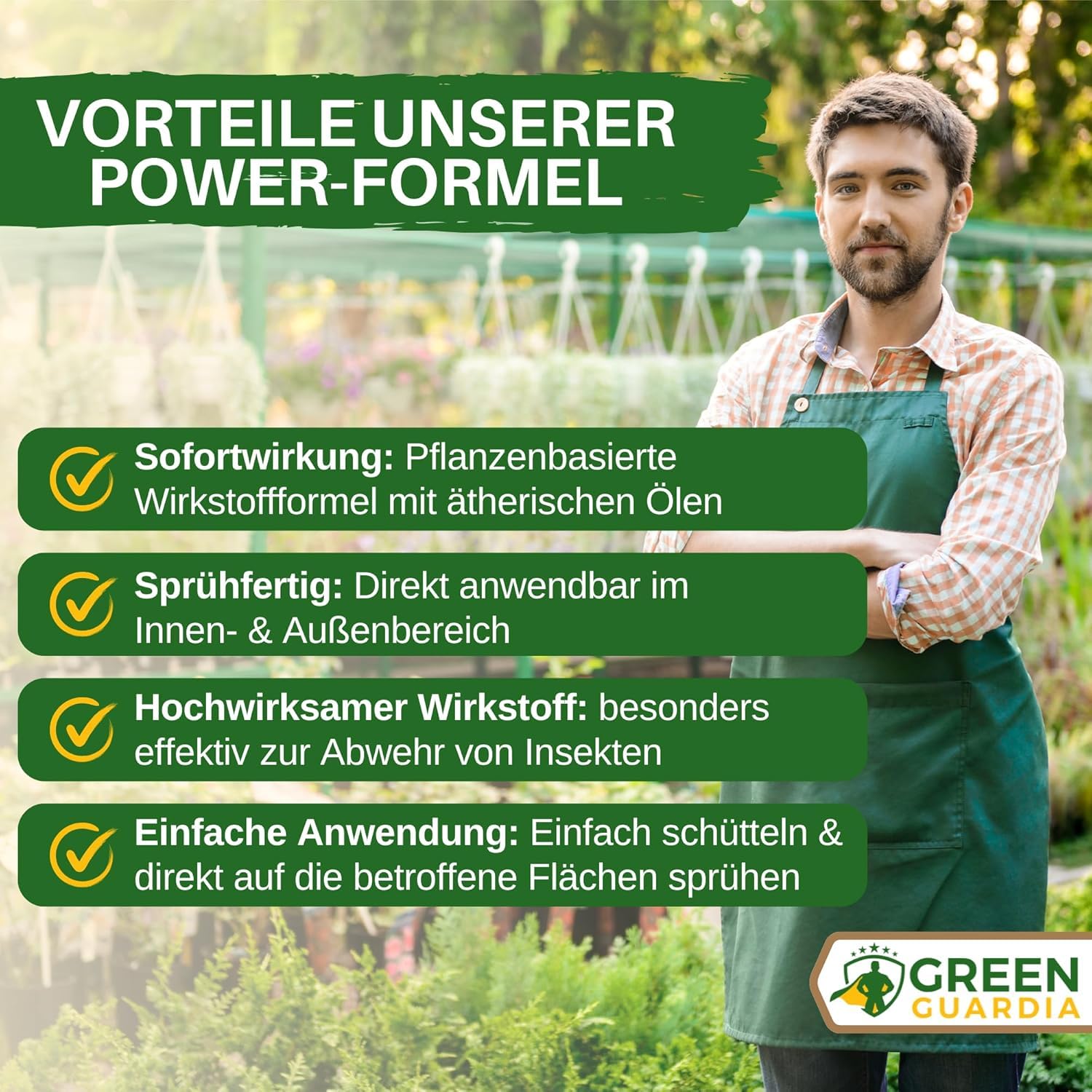 GREEN GUARDIA Kakerlaken/Schaben Abwehrspray – Sprühfertiges Power Konzentrat mit pflanzlichen Ölen | 500 ml für Innen & Außen | sofort, effektiv & nachhaltig